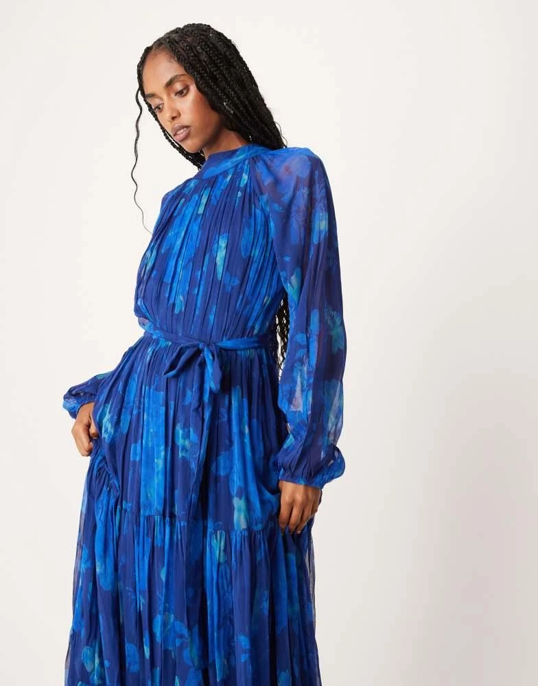 Lace & Beads Lace & Beads chiffon balloon sleeve maxi dress in cobalt 2