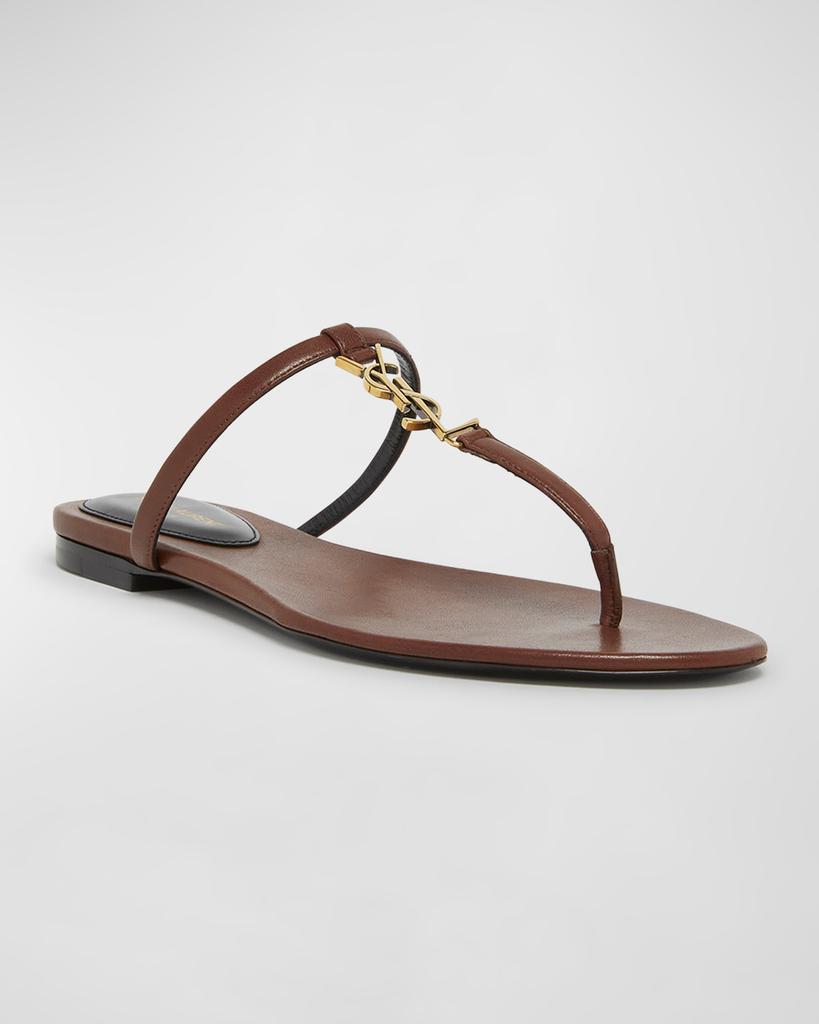 サンダル・ミュール SAINT LAURENT CASSANDRE LEATHER THONG SANDALS Cassandre leather thong sandals in black - Saint Laurent