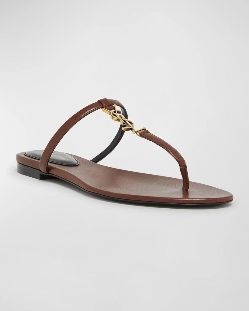Yves Saint Laurent Cassandra Leather YSL Thong Sandals 2