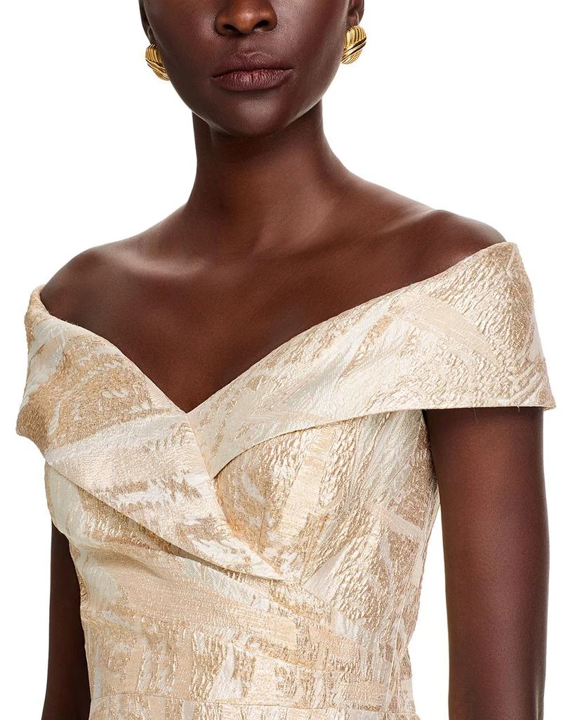 Teri Jon Metallic Jacquard Off-the-Shoulder Gown 3