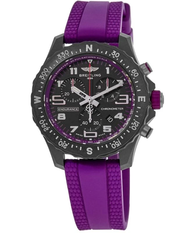 BREITLING Breitling Endurance Pro 38 Chronograph Black Dial Purple Rubber Strap Unisex Watch X83310F61B1S1 1