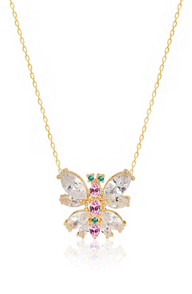 Gabi Rielle 14K Gold Plated Sterling Silver & CZ Butterfly Pendant Necklace