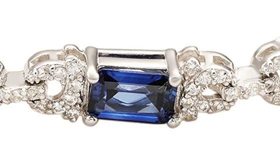 Suzy Levian Emerald Cut Sapphire Tennis Bracelet 3