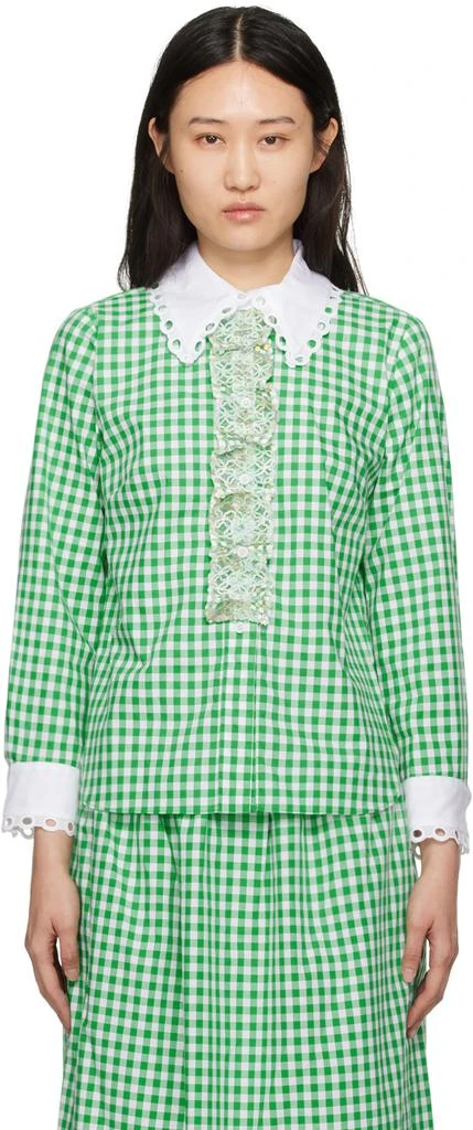 Anna Sui Green & White Gingham Shirt - US 8 = L