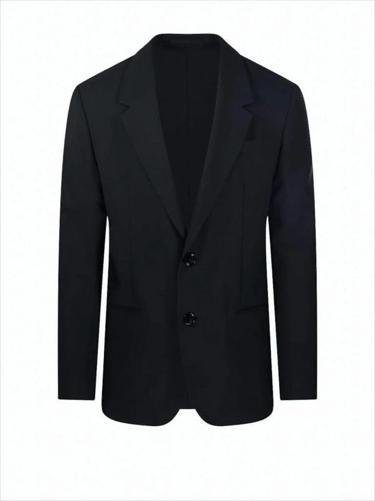 AMI Tailored Black Wool Suit Jacket with Notched Lapel