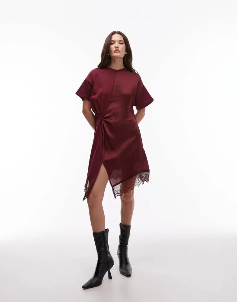 chinese dress ladies AllSaints Blue Lace Trim Dress