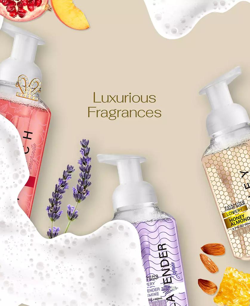 Lovery Hand Foaming Soap in Honey Almond, Pomegranate Peach, Lavender Jasmin Moisturizing Hand Soap With Flawless Crystal Heart Bracelet - Hand Wash Set, 4 Piece