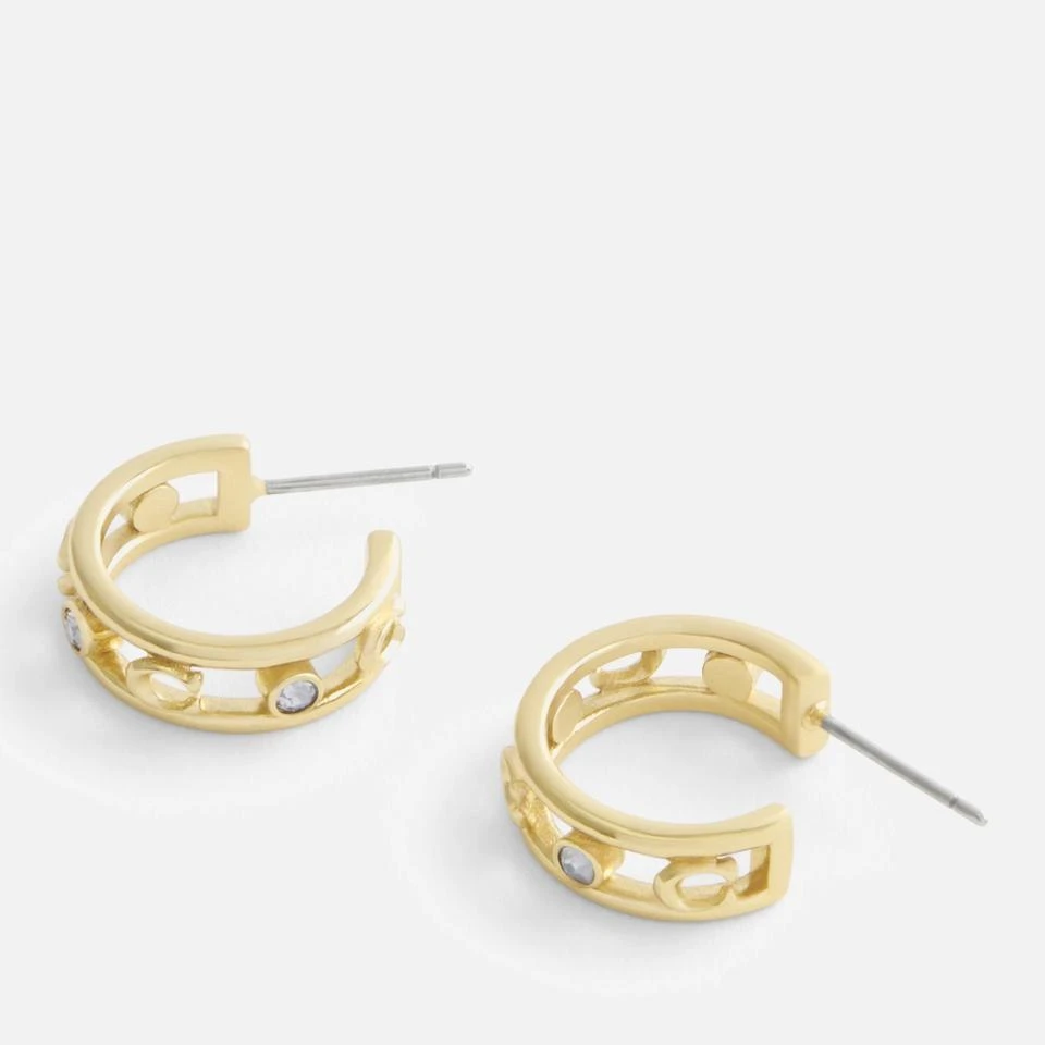 Coach Coach Signature C Gold-Toned Open Hoop Earrings 2