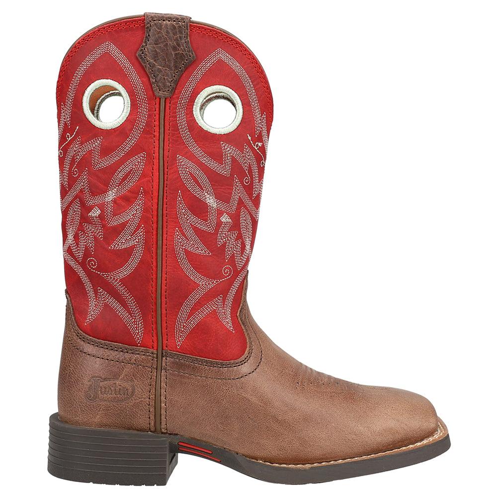 Justin Boots Liberty Water Buffalo Embroidery 11 Inch Wide Square Toe Cowboy Boots