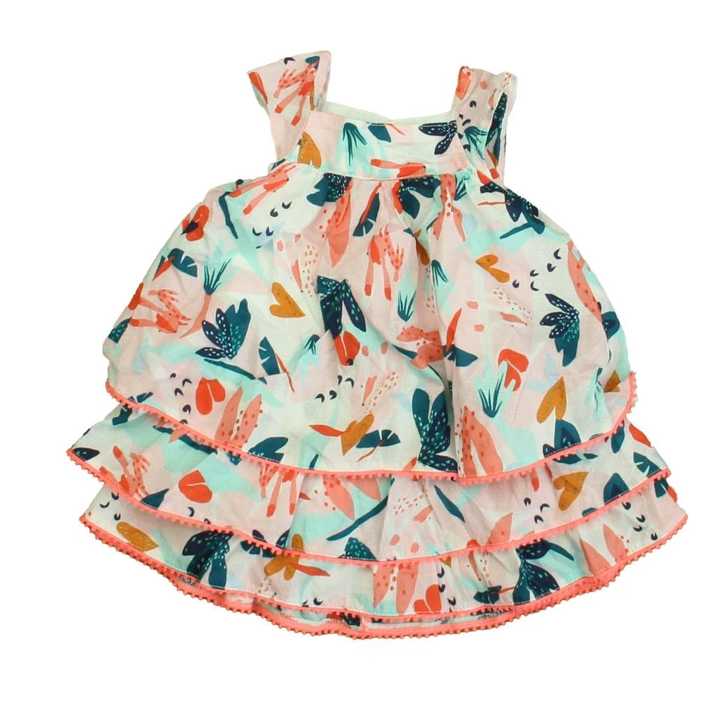 Catimini Girls Pink | Aqua Floral Dress 1