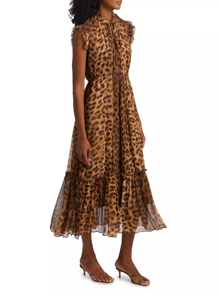Zimmermann Crush Leopard Flutter Midi-Dress 4