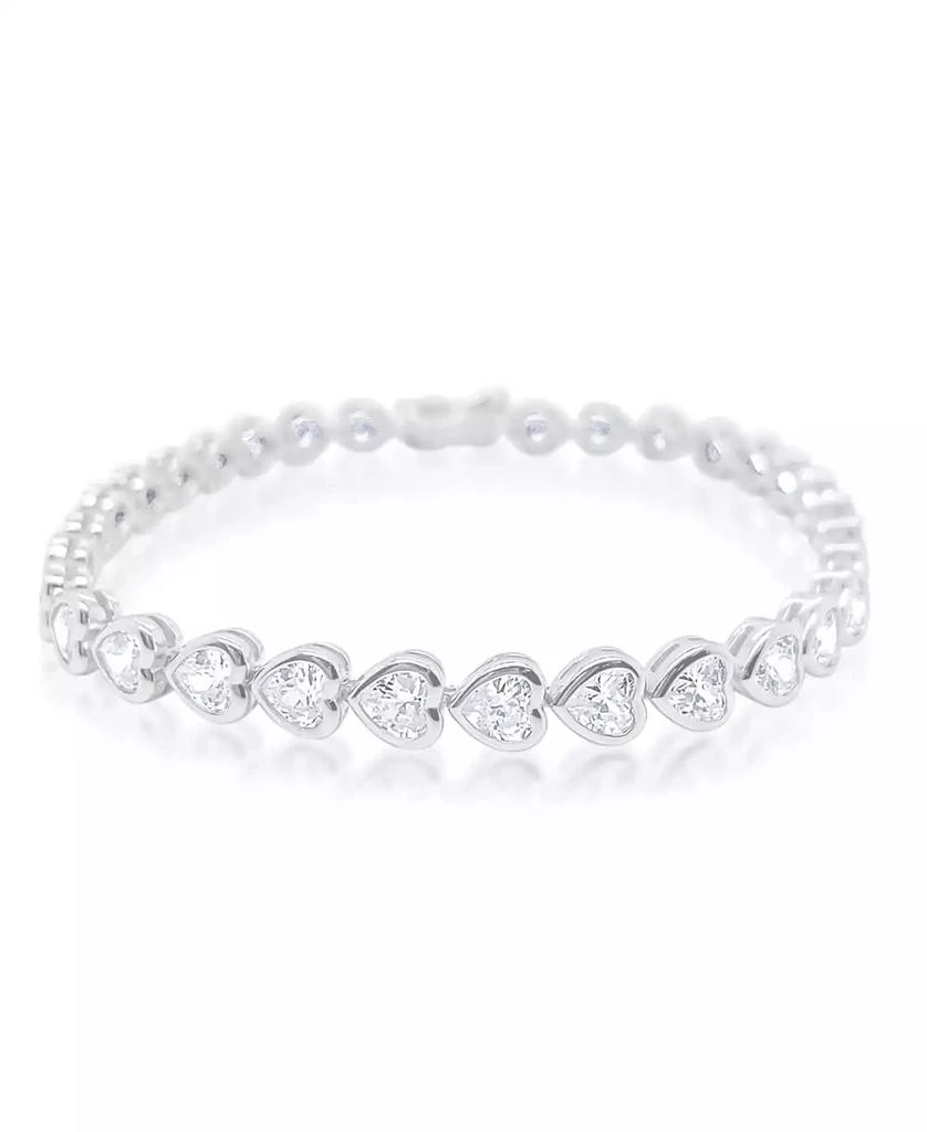 Etoielle White Gold Tone Heart Cut CZ Tennis Bracelet