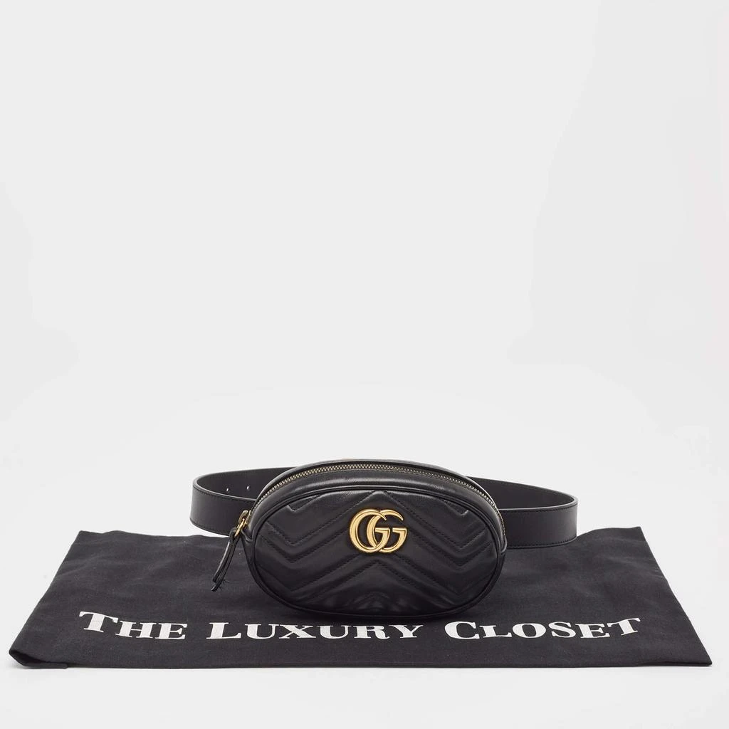 Gucci Gucci Black Matelassé Leather Mini GG Marmont Belt Bag 13