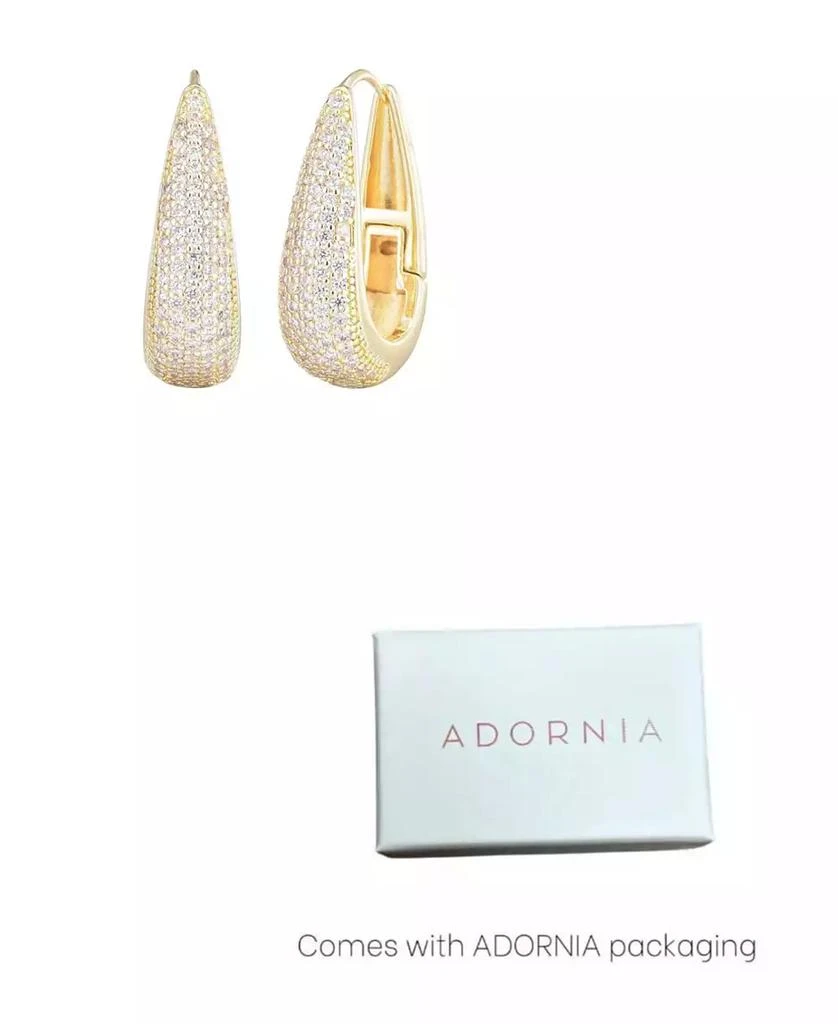 ADORNIA Gold CZ Secure Hinge Hoop Earrings 2