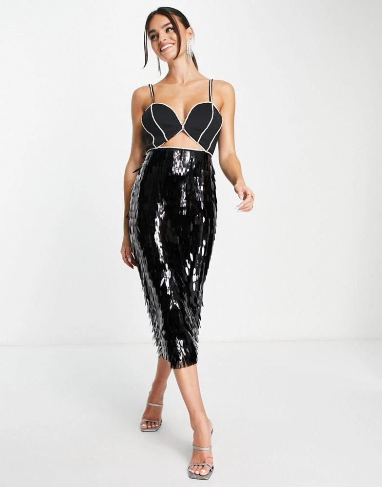 Shop ASOS DESIGN diamante trim shabby sequin midi dress in black on Sale at  BeyondStyle  Get 67% Off ASOS DESIGN diamante trim shabby sequin midi dress  in black with Limited-Time Flash