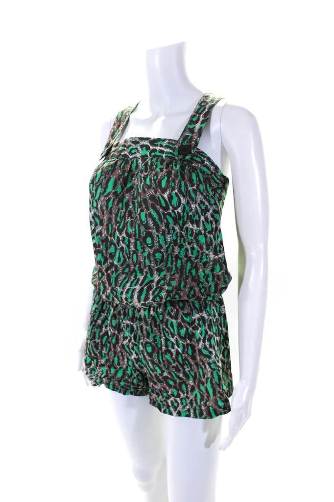 Zimmermann Womens Sleeveless Square Neck Leopard Print Romper Brown Green 2