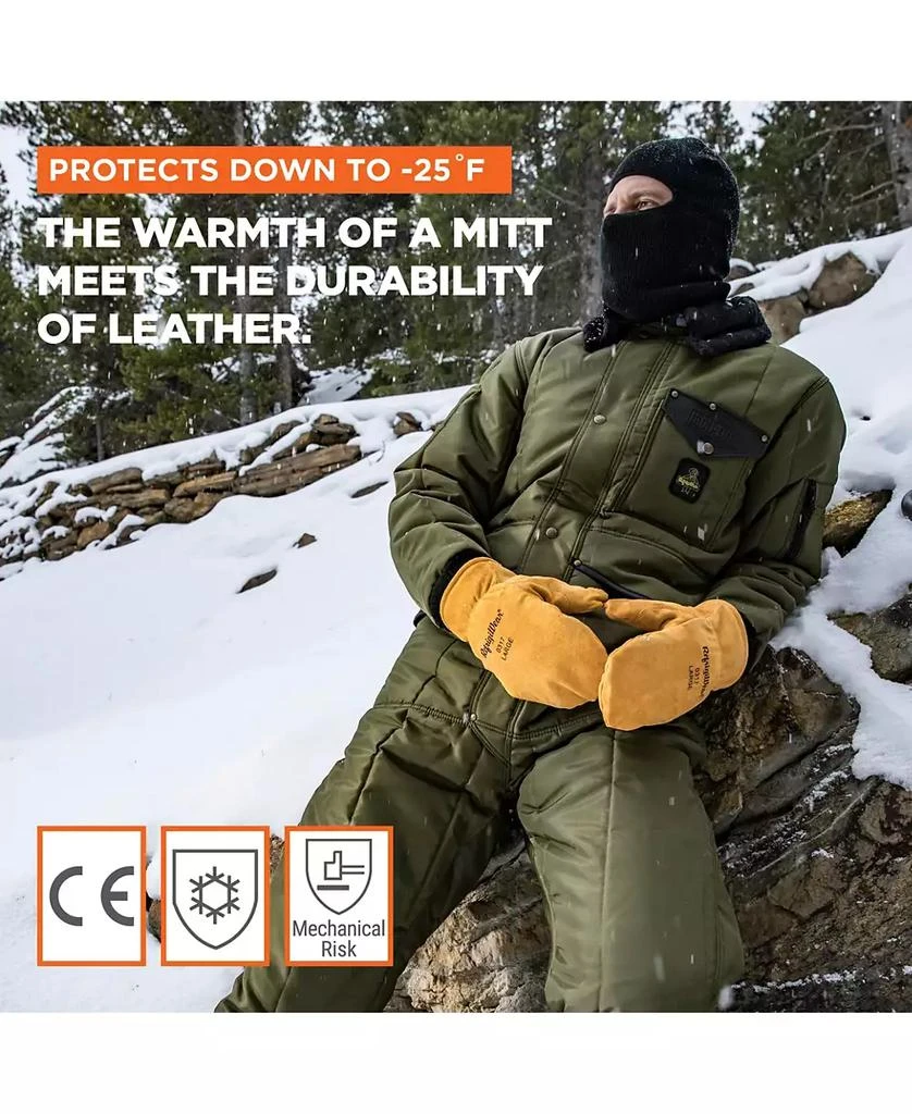 RefrigiWear Men's Warm Fleece Lined Fiberfill Insulated Leather Mitten Gloves 5