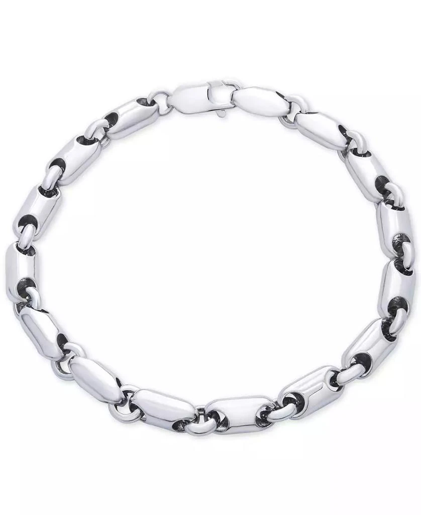 Macy
s Men
s Polished Rounded Link Bracelet in Sterling Silver