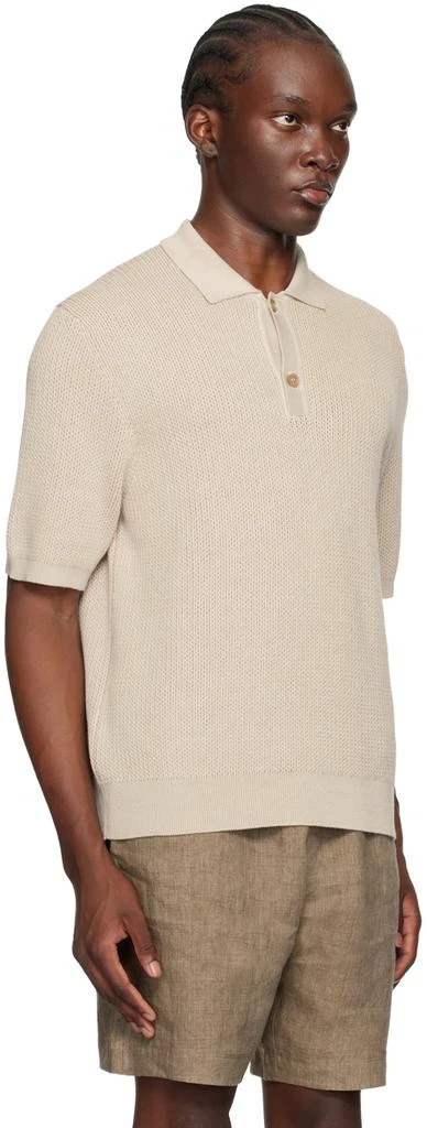 Sunspel Beige Textured Knit Polo 2