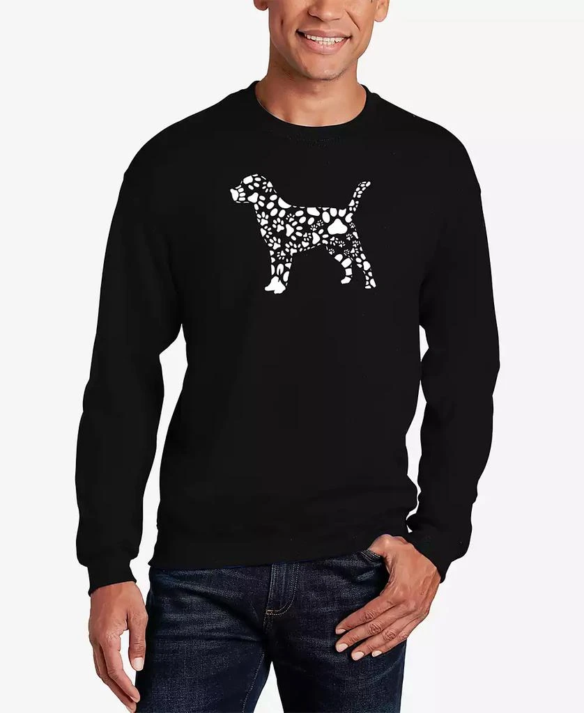 LA Pop Art Men
s Dog Paw Prints Word Art Crew Neck Sweatshirt