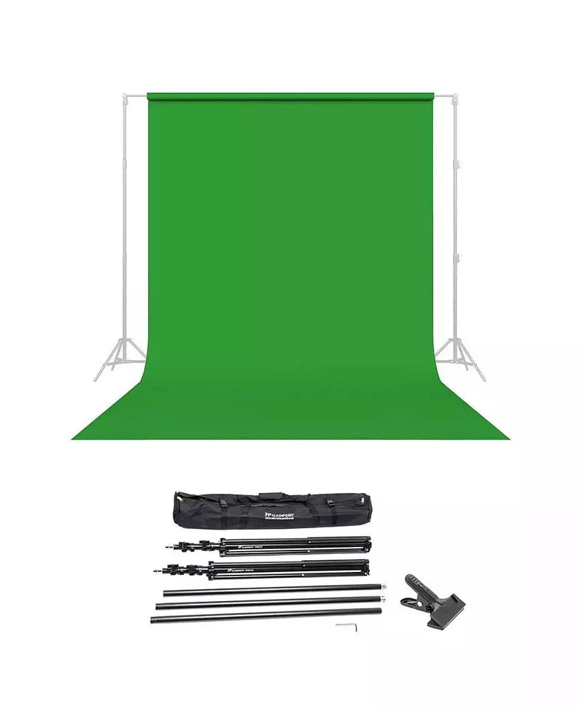 Savage Widetone Seamless Background Paper, 86" wide x 36
 Tech Green, #46 - Bundle With Flashpoint 10
 Background Support System Air Cushioned,
