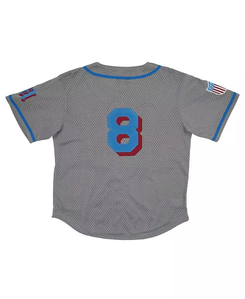 Rings 
Crwns Men
s #8 Gray Miami Giants Mesh Button-Down Replica Jersey 2