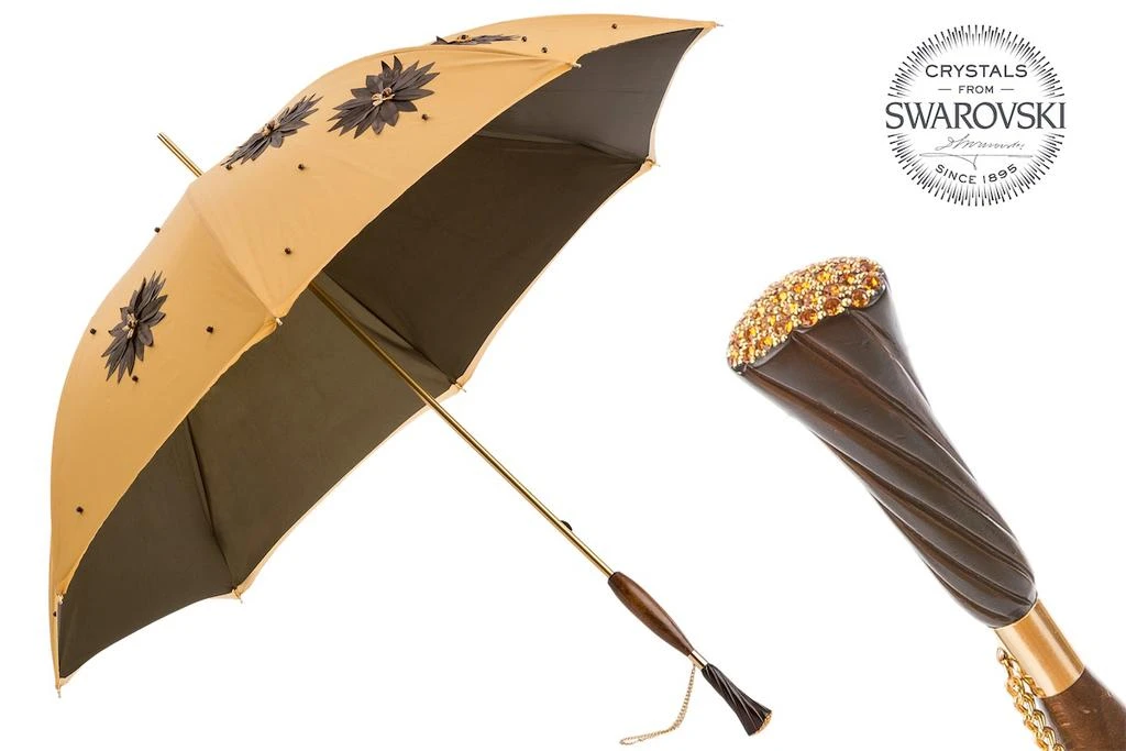 PASOTTI Pasotti - Luxury Umbrella with Hand Applied Sunflowers and Swarovski® Handle, Double Cloth 1