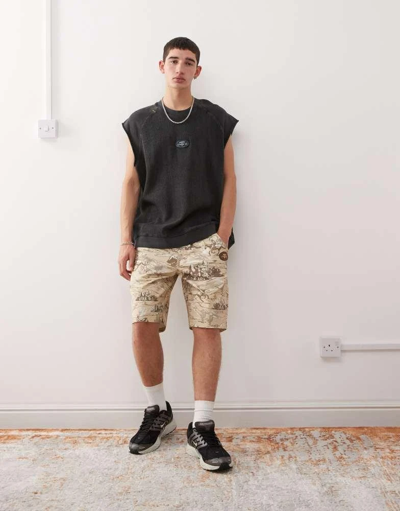 AAPE Aape by A Bathing Ape workwear carpenter shorts co-ord with all over rodeo print in beige 1