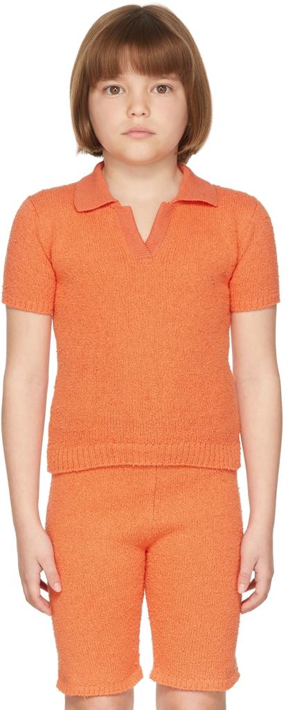 Misha & Puff Kids Orange Bouclé Polo