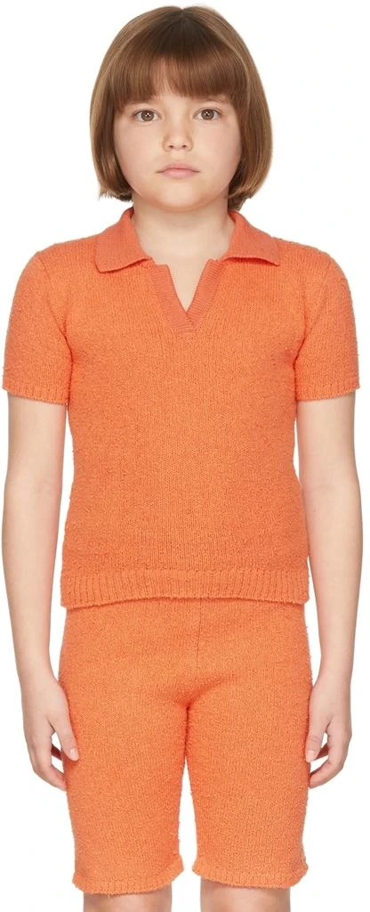 Misha & Puff Kids Orange Bouclé Polo 2