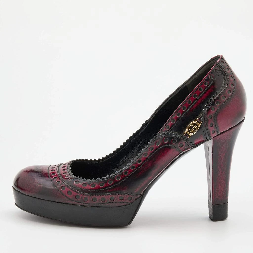 Gucci Gucci Black/Red Two-Tone Brogue Leather Platform Pumps Size 40.5 1