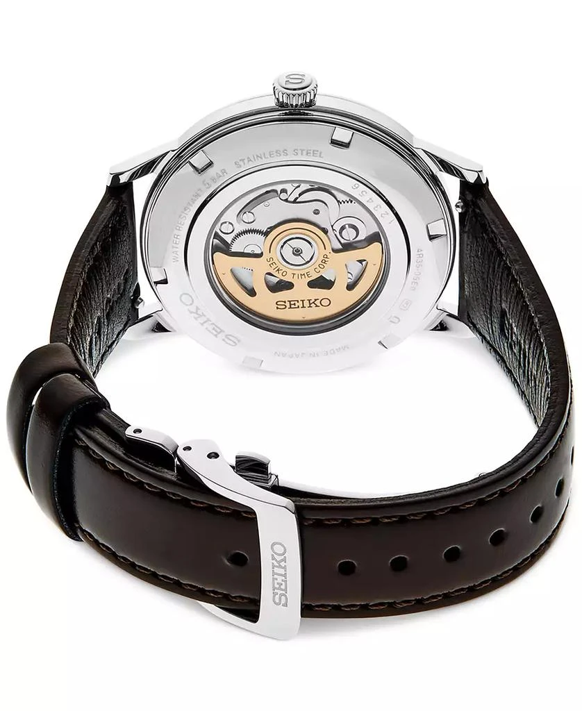 Seiko Men's Automatic Presage Brown Leather Strap Watch 40mm 3