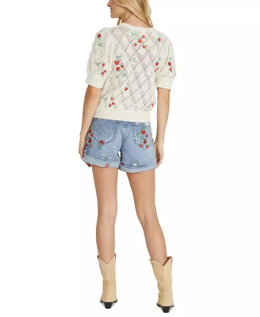 Driftwood Women's Strawberry Embroidered Puff-Sleeve Cardigan 2