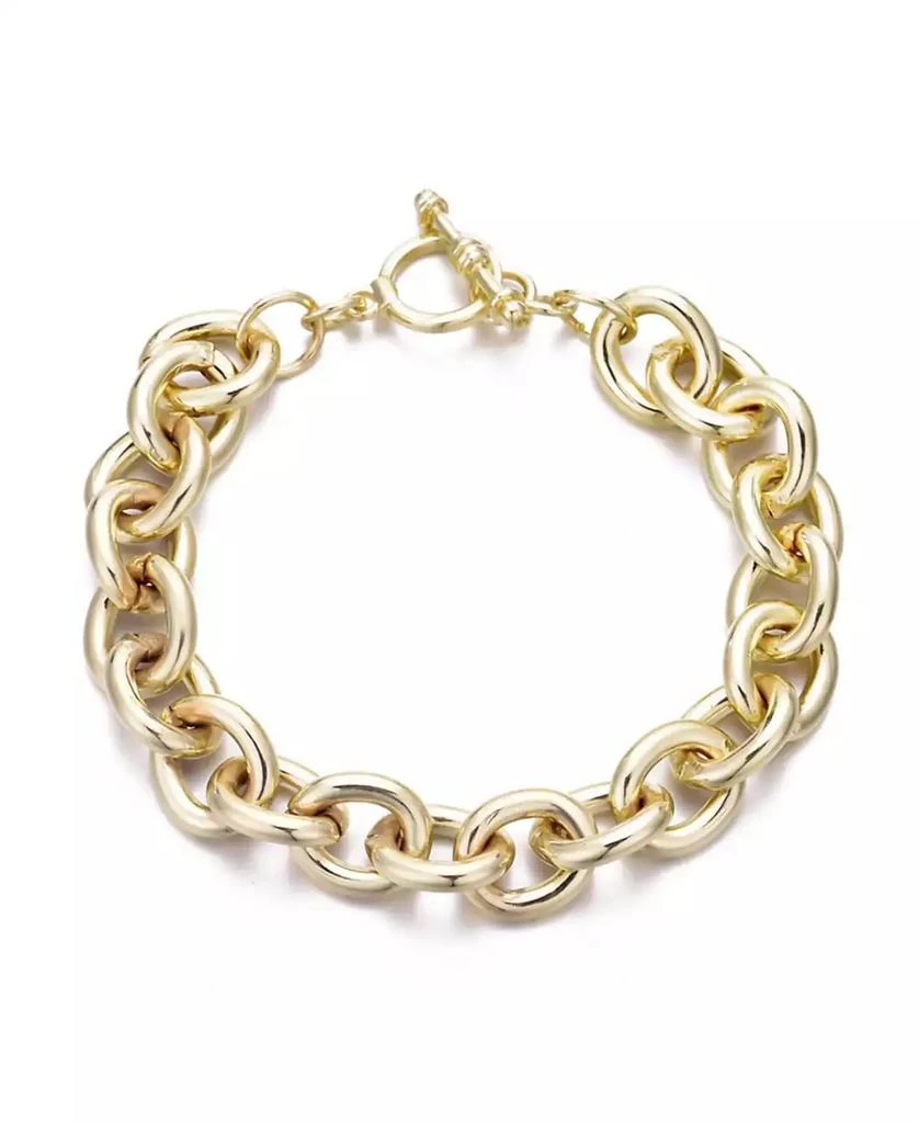 ADORNIA Gold Chunky Oval Link Toggle Bracelet