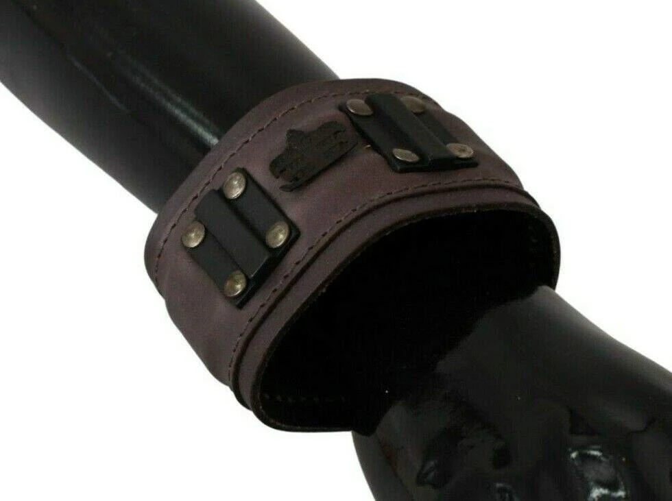 Scervino Street Scervino Street Brown Leather Branded Wide Buckle Closure Bracelet 1