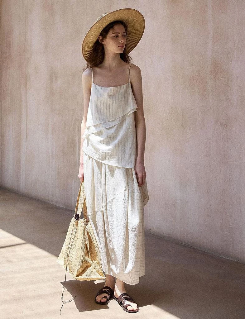 Pixie Market Cream Striped Cocoon Skirt 2