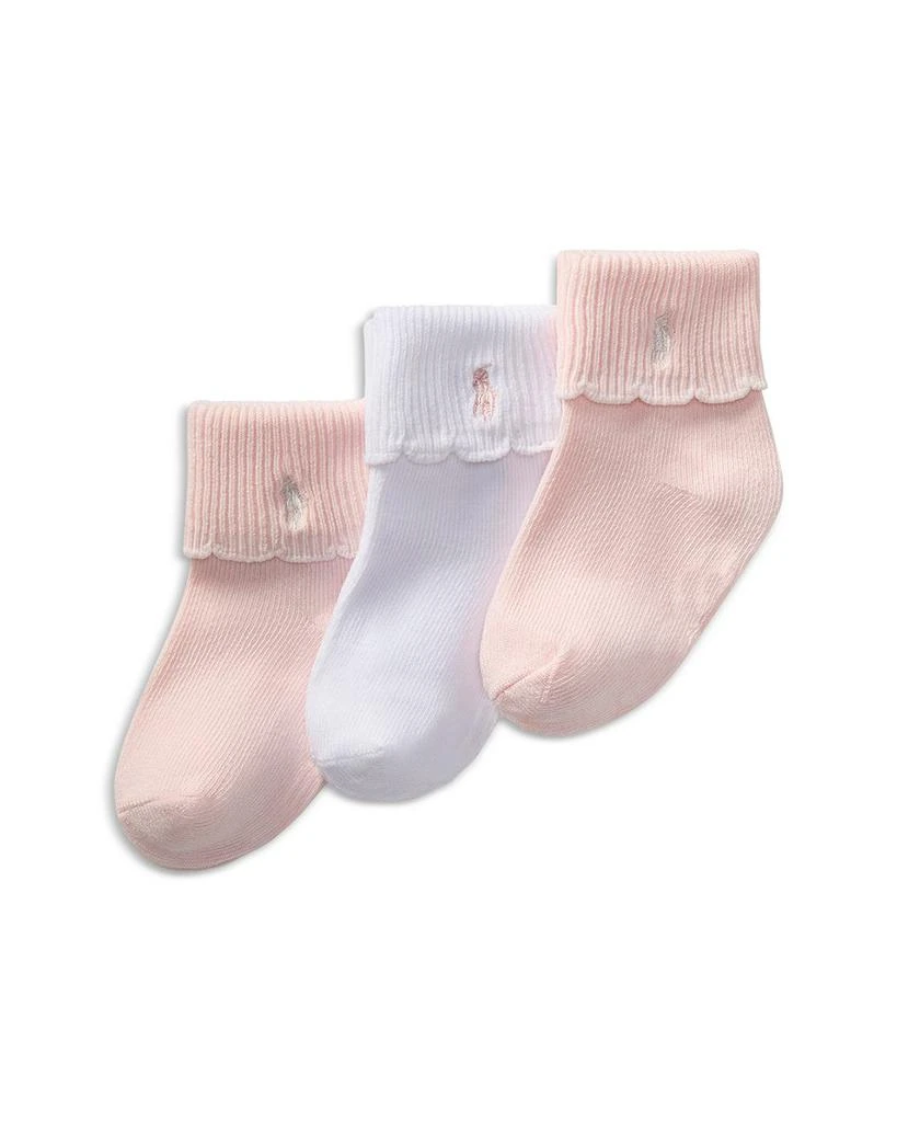 Ralph Lauren Girls' Scalloped Edge Turn Cuff Socks, Pack of 3 - Baby 1