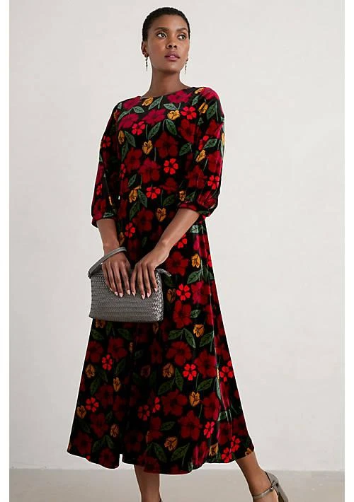 Seasalt Cornwall Cornwall Oak Cottage Velvet Dress Black 1