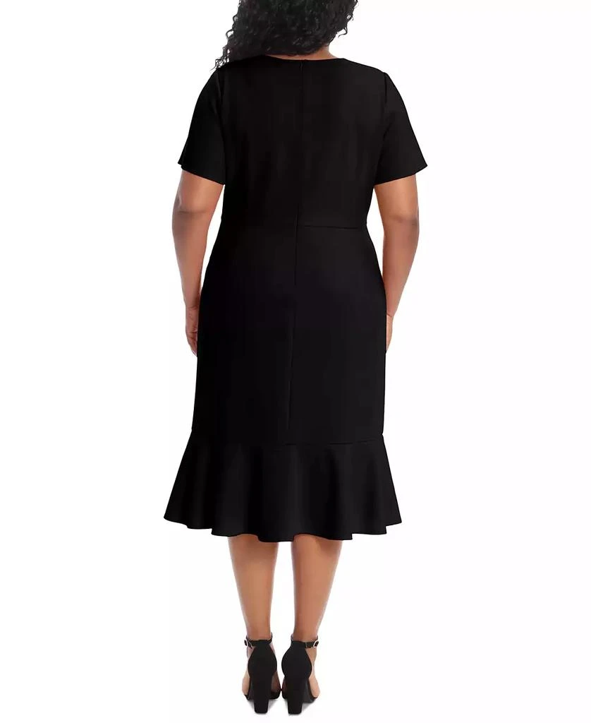 London Times Plus Size Twist-Front Flounce-Hem Dress 2