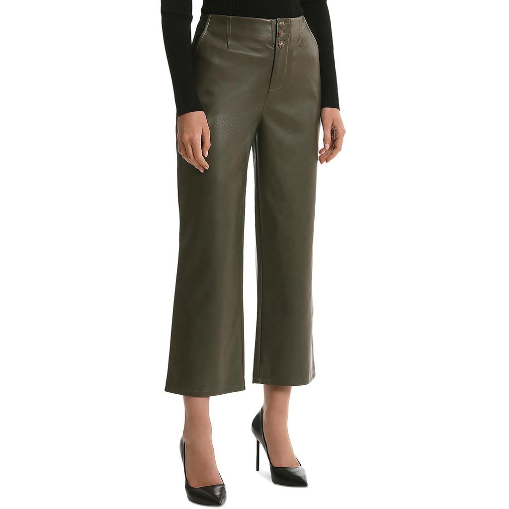Bagatelle Womens Faux Leather High Rise Wide Leg Pants