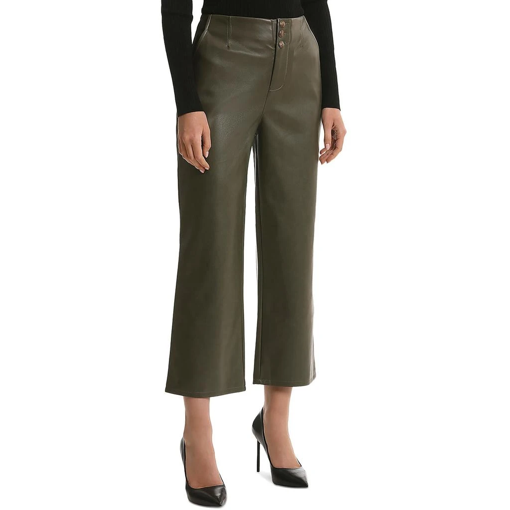 Bagatelle Womens Faux Leather High Rise Wide Leg Pants 2