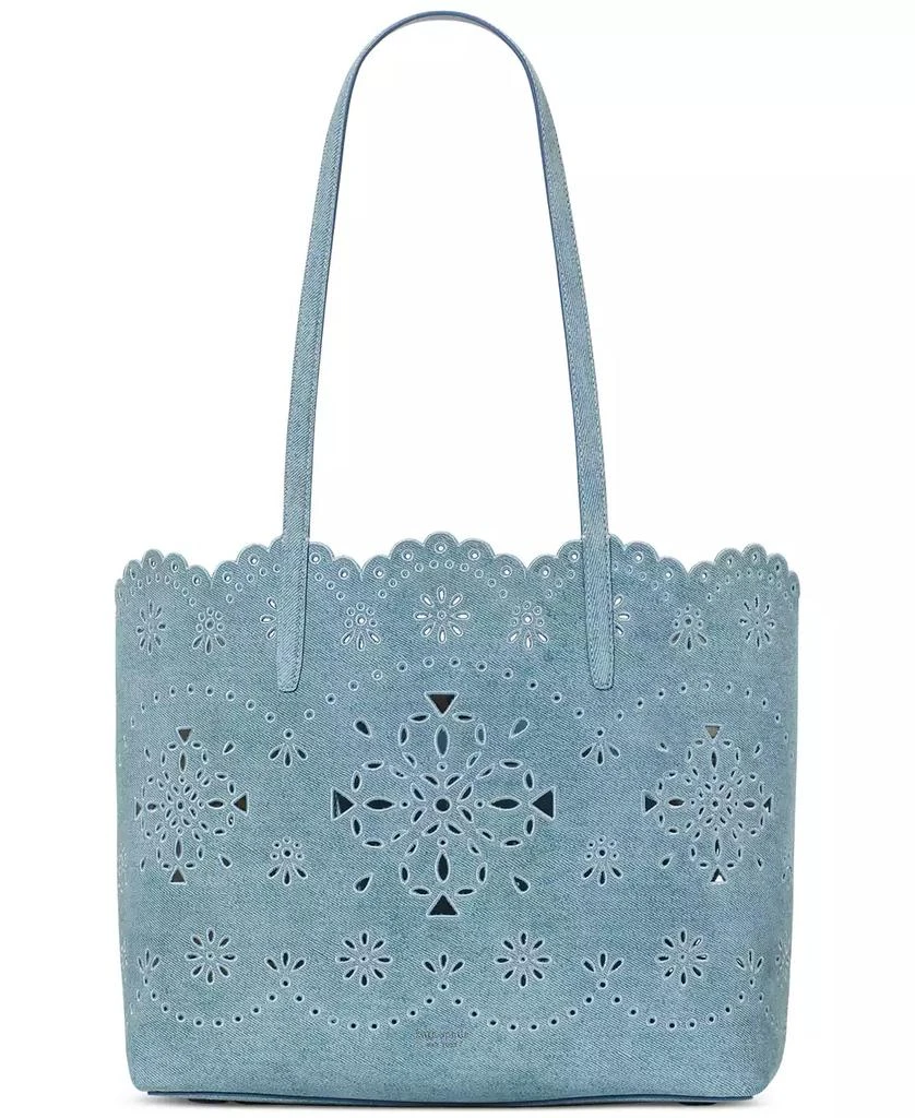 Kate Spade Do It All Spade Flower Perforated Denim Large Tote Bag 2
