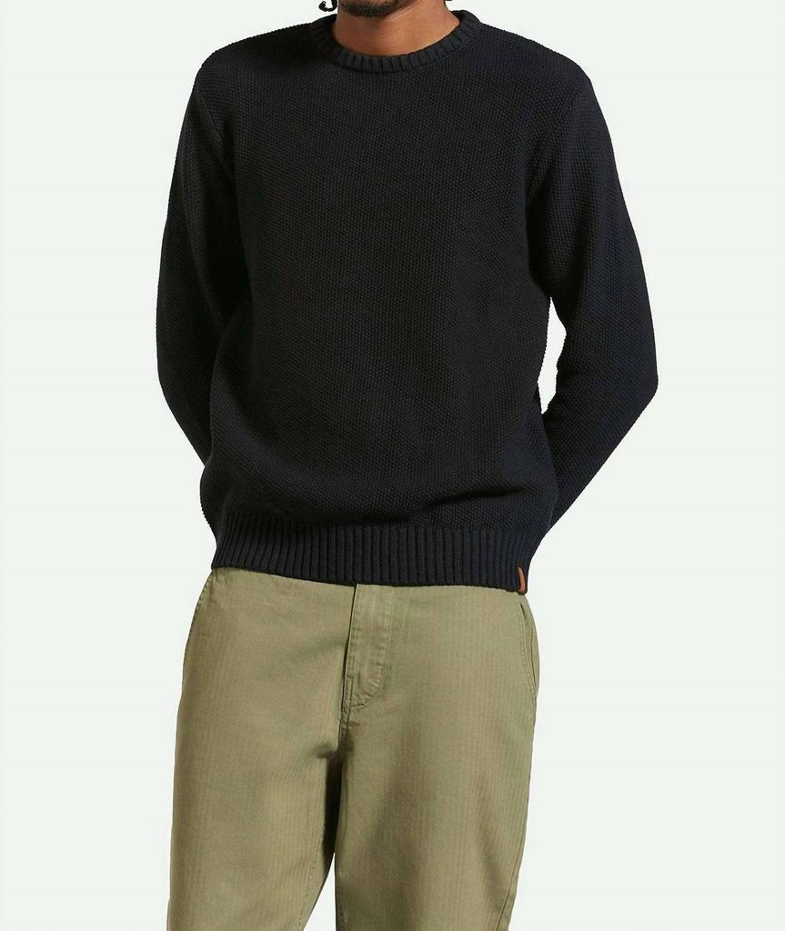 Brixton Jacques Waffle Knit Sweater In Black