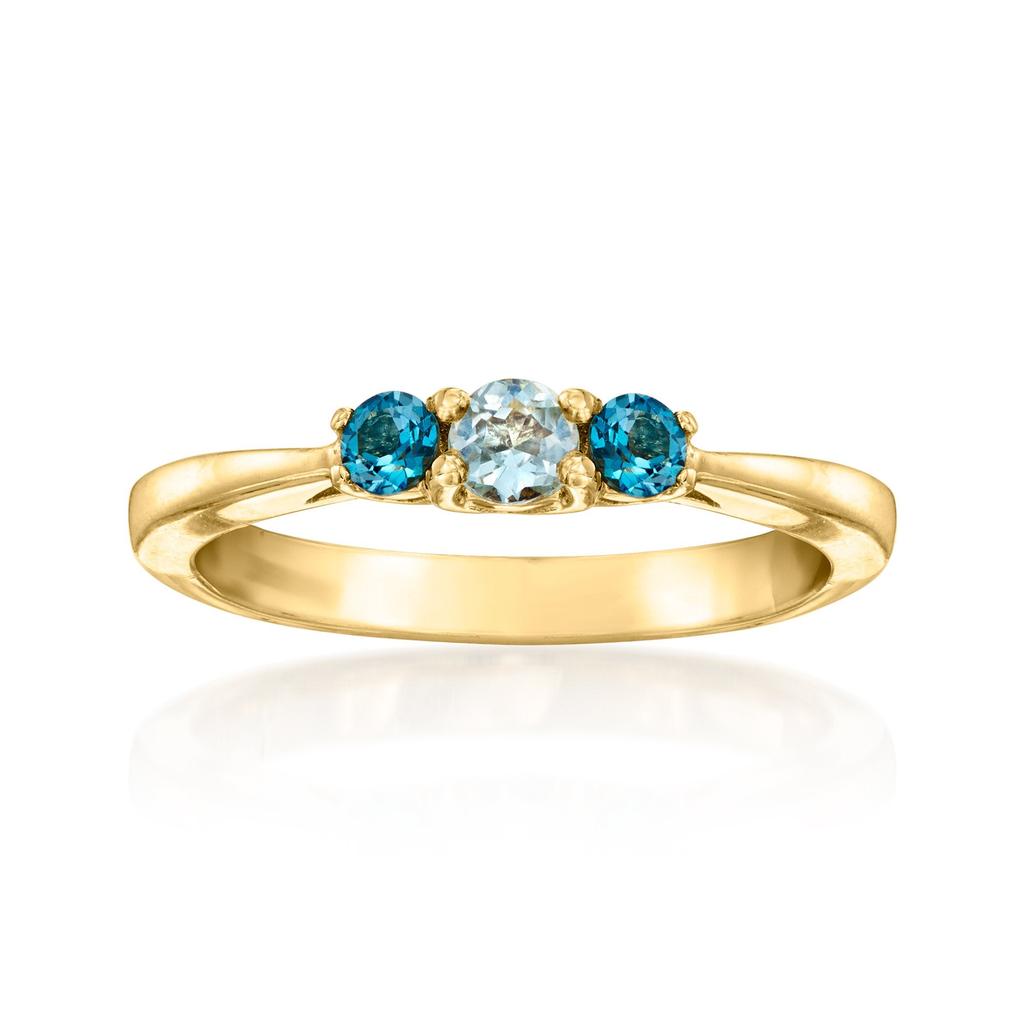 Ross-Simons Sky and London Blue Topaz Ring in 14kt Yellow Gold