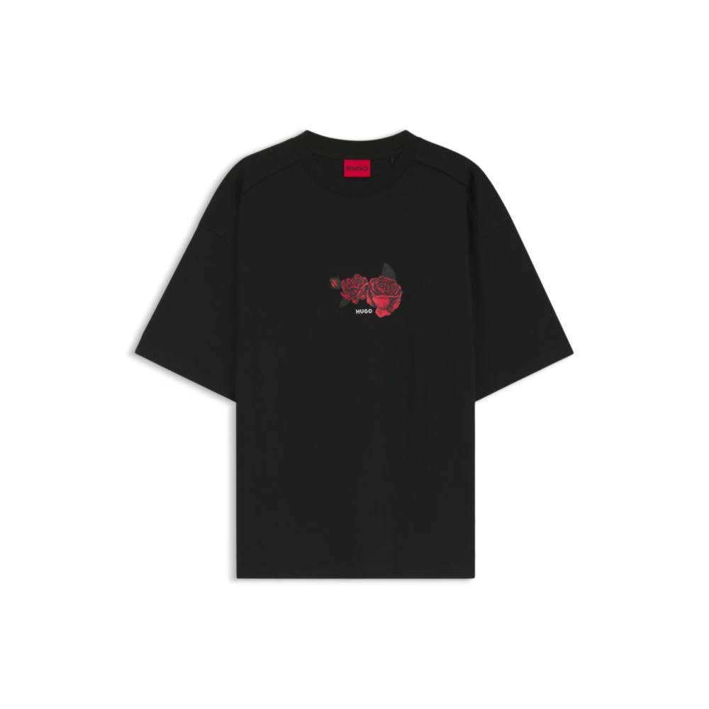 Hugo Boss Rose-artwork T-shirt in cotton jersey