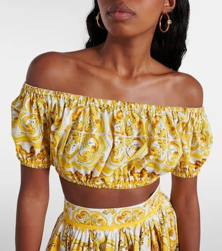 Dolce 
Gabbana Majolica off-shoulder cotton crop top 4
