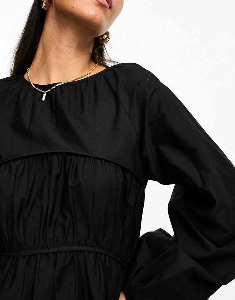 asos black cotton dress ASOS DESIGN crochet insert cotton poplin maxi dress in black
