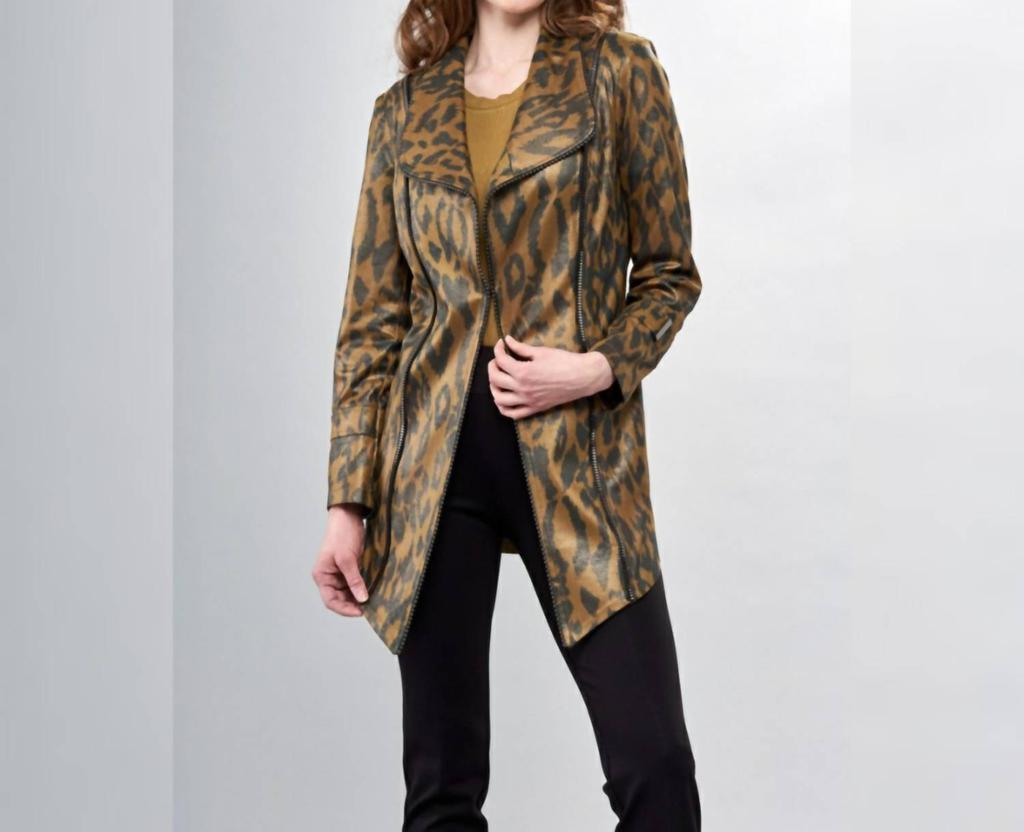 Insight Editions Liquid Sage Leopard Print Long Metal Jacket