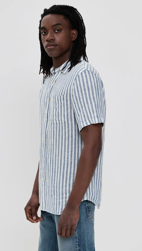 Faherty Palma Basketweave Linen Short Sleeve Shirt 3