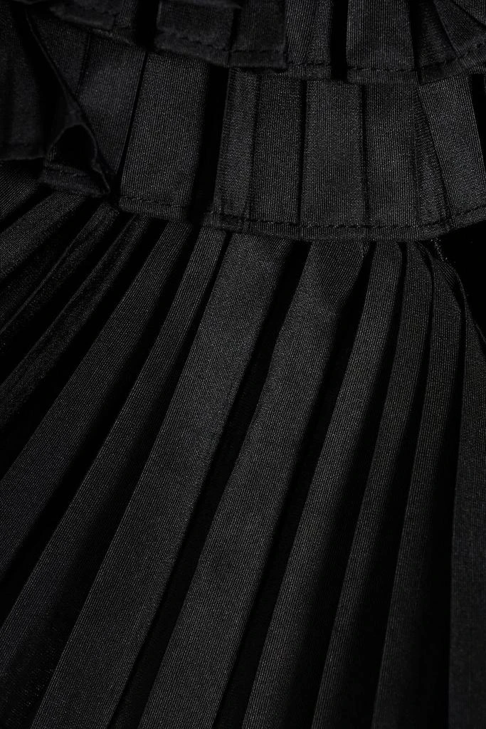Badgley Mischka Taffeta-trimmed ruffled velvet gown 4